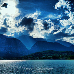 blue mountains landscape hdr lake